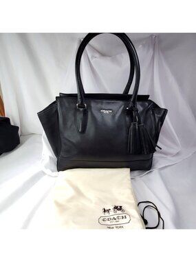 Coach Legacy Candice Carryall Black Leather Tote Bag Tassel & Dust Bag Y2K 19890